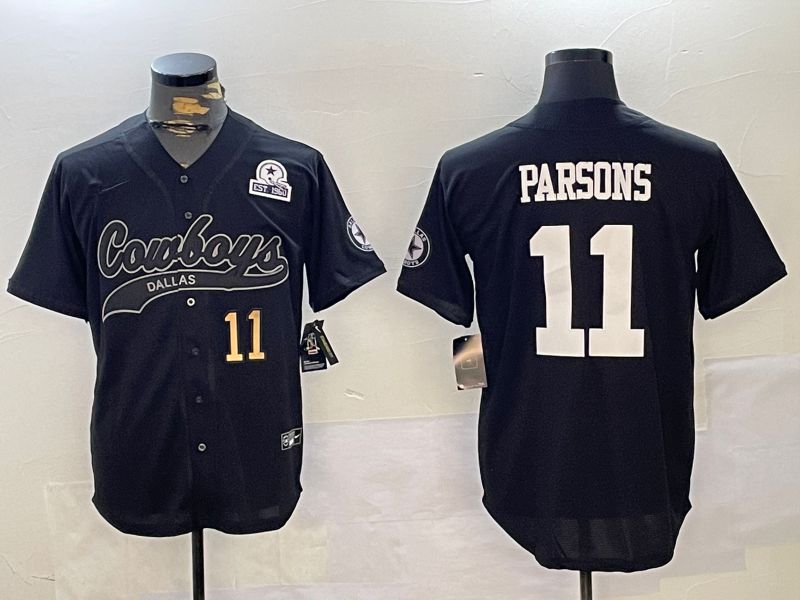 Men Dallas Cowboys #11 Parsons Black Joint Name 2024 Nike Limited NFL Jersey style 5